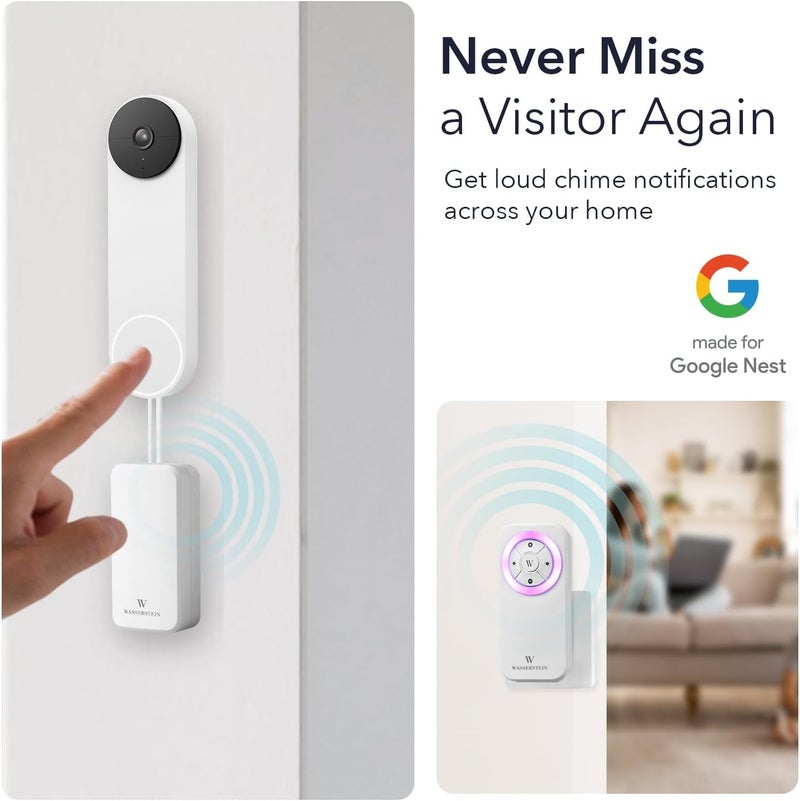 Wasserstein Doorbell Chime for Google Nest Doorbell (Wired, 2nd Gen & 3rd Gen) with Wired Transmitter - NOT Compatible with Nest Doorbell (Battery) - Made for Google Nest - Doorbell NOT Included - Image 3